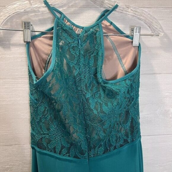 Womens Slitted Floral Sleeveless Halter Full-Length Formal‎ Pencil Dress - Picture 7 of 8